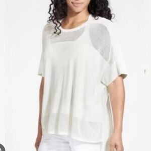 525 America White Oversized Mesh Short Sleeve Blouse Size XS/S